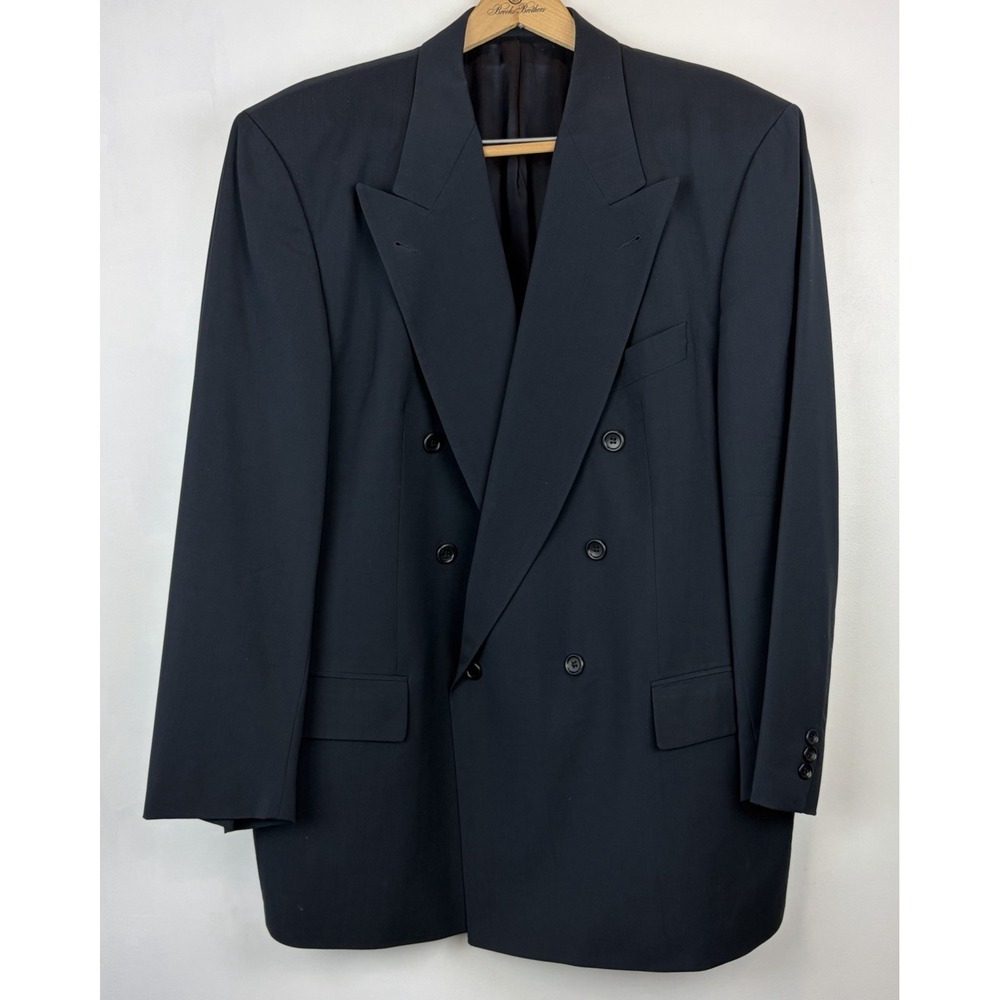 Hugo Boss Double Breasted Blazer Mens 48? Read Navy Blue Wool Italy Event